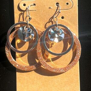Rose gold layered circles fashion earrings NEW